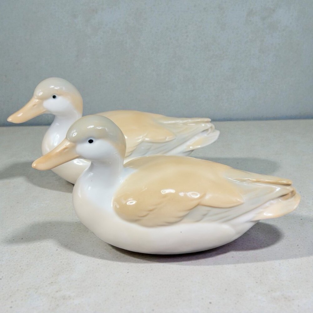 Vintage Otagiri Japan Fine Porcelain Ceramic‎ Duck Bird Figurine 8inch Set 2 VTG